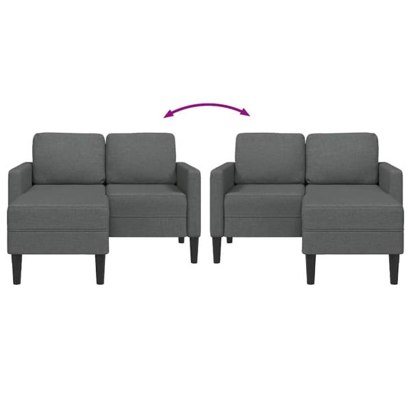 2-Sitzer-Sofa mit Chaiselongue L-Form Dunkelgrau 125 cm Stoff