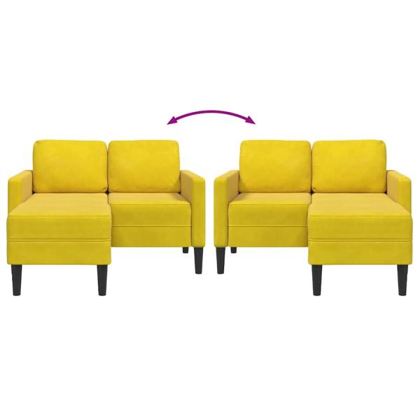 2-Sitzer-Sofa mit Chaiselongue L-Form Gelb 125 cm Samt