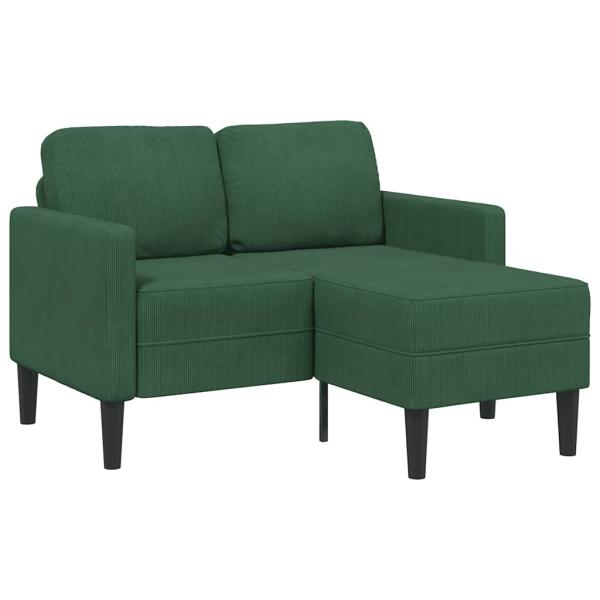 ARDEBO.de - 2er-Sofa mit Chaiselongue L-Form Dschungelgrün 125 cm Leinen