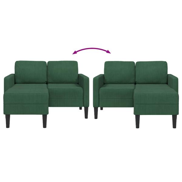 2er-Sofa mit Chaiselongue L-Form Dschungelgrün 125 cm Leinen