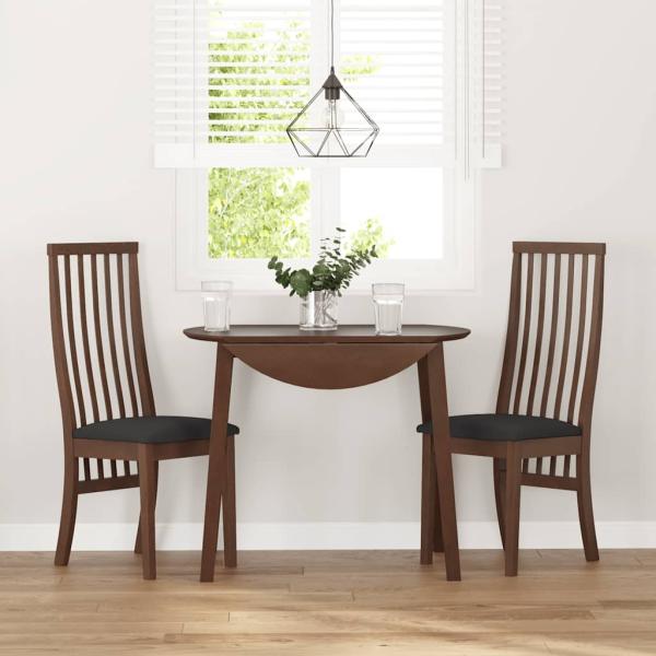 Esszimmerstühle mit Kissen 2 Stk. Braun Massivholz Gummibaum