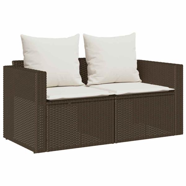 5-tlg. Garten-Sofagarnitur Kissen Stapelbar Braun Poly Rattan