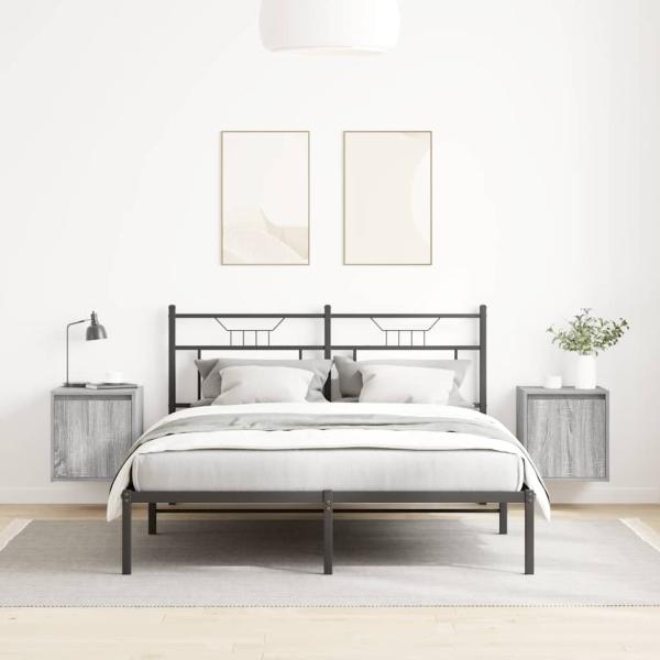 Wand-Nachttische 2 Stk. Grau Sonoma 38x34x40 cm