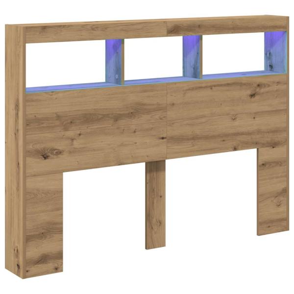 LED-Kopfteil mit Ablagen Artisan-Eiche 140x17x102 cm