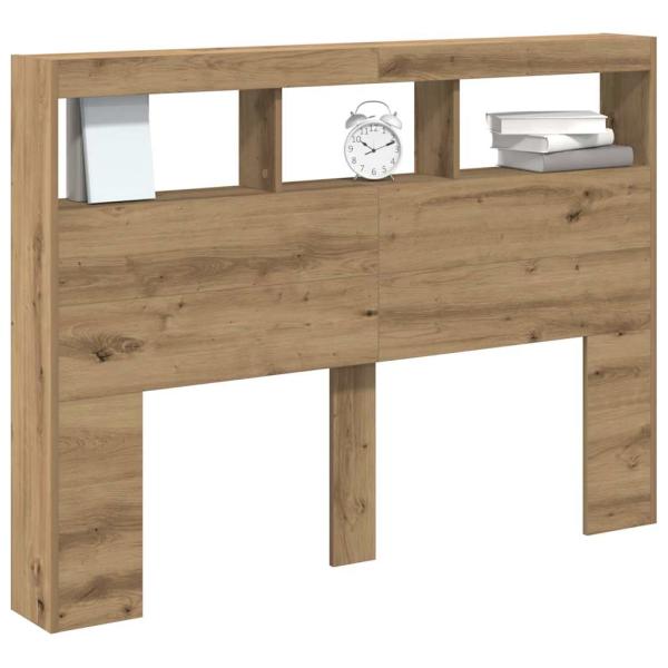 LED-Kopfteil mit Ablagen Artisan-Eiche 140x17x102 cm