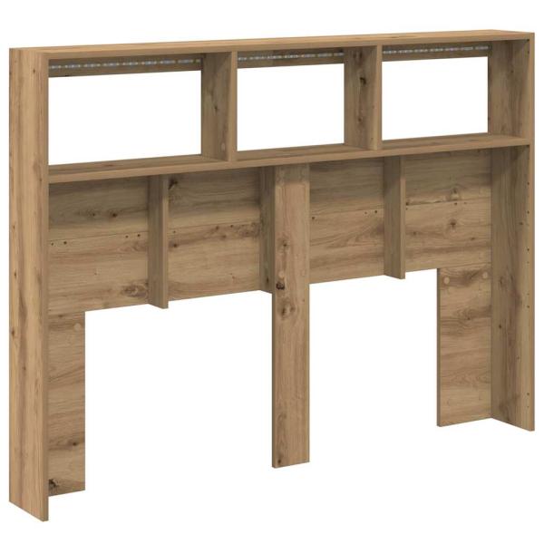 LED-Kopfteil mit Ablagen Artisan-Eiche 140x17x102 cm