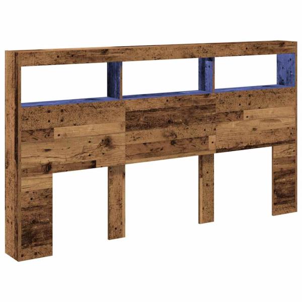 LED-Kopfteil mit Ablagen Altholz-Optik 180x17x102 cm