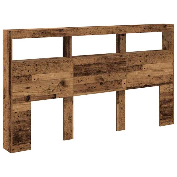 LED-Kopfteil mit Ablagen Altholz-Optik 180x17x102 cm