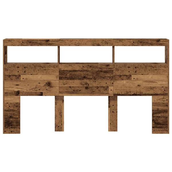 LED-Kopfteil mit Ablagen Altholz-Optik 180x17x102 cm