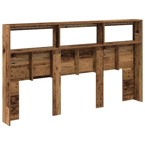 LED-Kopfteil mit Ablagen Altholz-Optik 180x17x102 cm