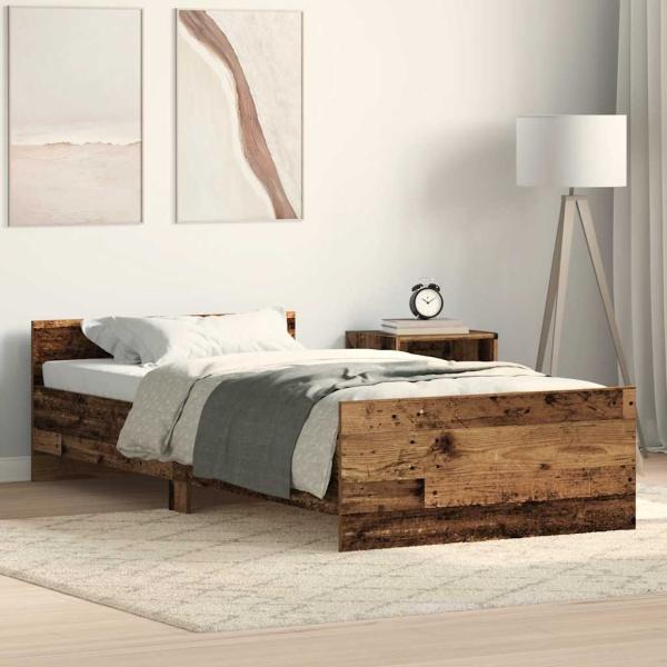 ARDEBO.de - Bettgestell ohne Matratze Altholz-Optik 75x190 cm Holzwerkstoff