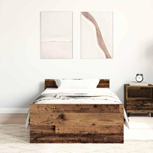 Bettgestell ohne Matratze Altholz-Optik 75x190 cm Holzwerkstoff