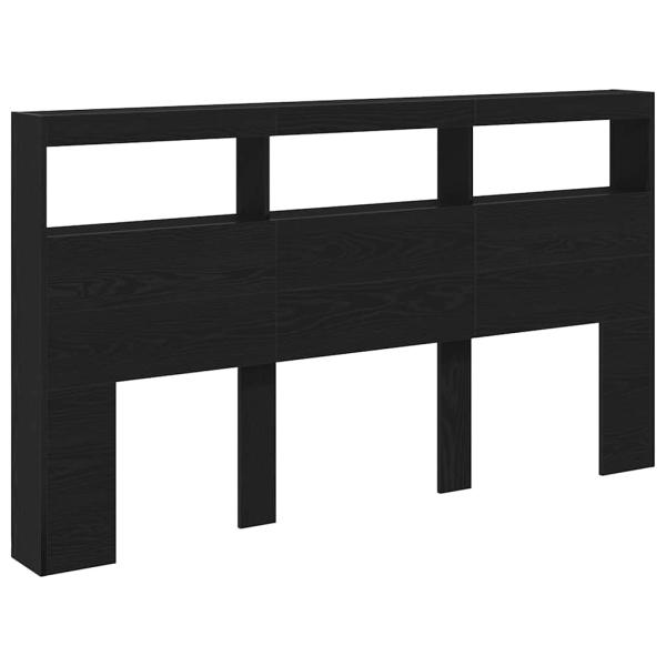 LED-Kopfteil mit Ablagen Schwarz Eichen-Optik 180x17x102 cm