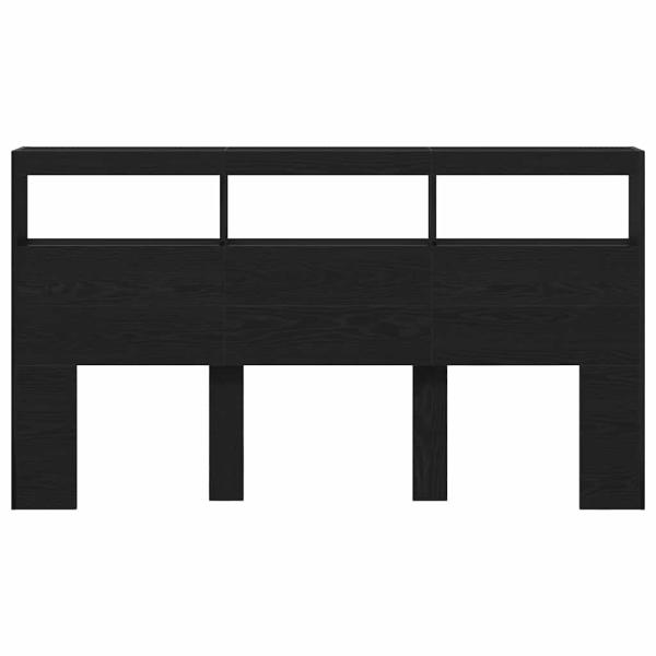 LED-Kopfteil mit Ablagen Schwarz Eichen-Optik 180x17x102 cm