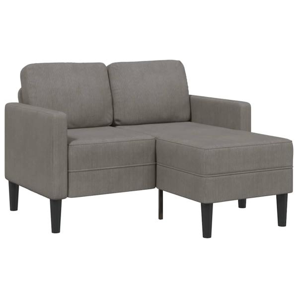 ARDEBO.de - 2-Sitzer-Sofa mit Chaiselongue L-Form Hellgrau 125 cm Leinen