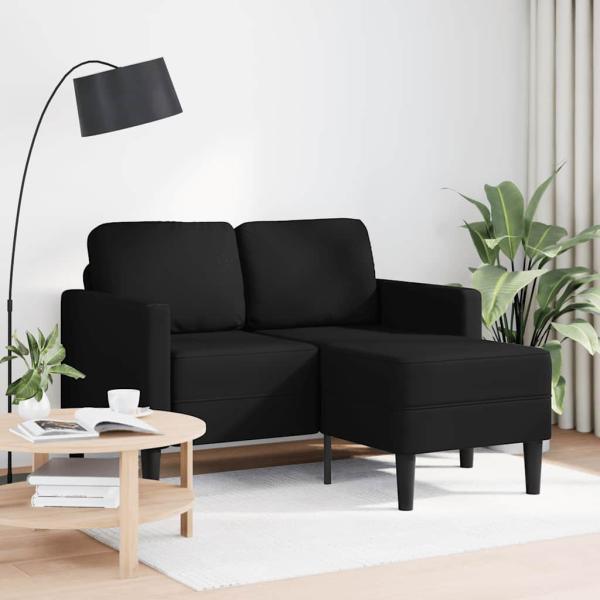 2-Sitzer-Sofa mit Chaiselongue L-f?rmig Schwarz 125 cm Kunstleder