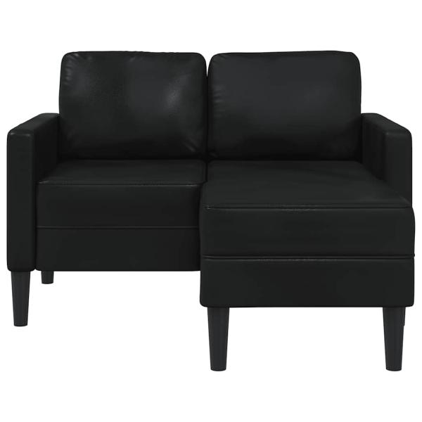2-Sitzer-Sofa mit Chaiselongue L-f?rmig Schwarz 125 cm Kunstleder