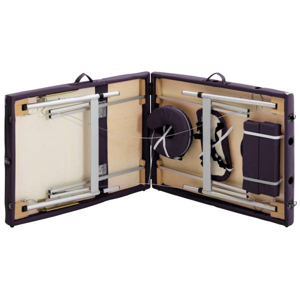 Massageliege Klappbar 3-Zonen mit Aluminiumgestell Lila