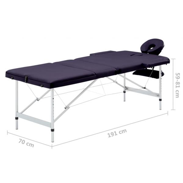 Massageliege Klappbar 3-Zonen mit Aluminiumgestell Lila