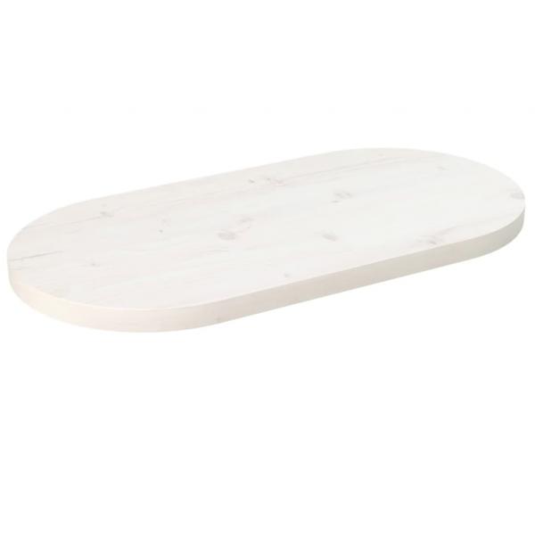 ARDEBO.de - Tischplatte Weiß 60x30x2,5 cm Massivholz Kiefer Oval