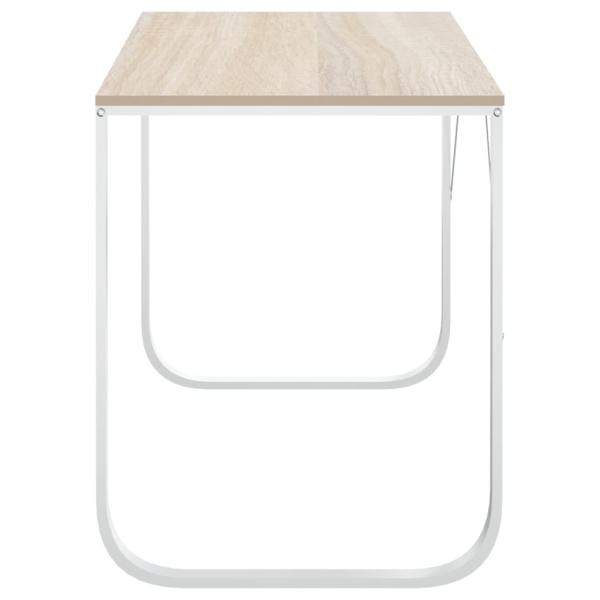Computertisch Weiß und Eiche-Optik 110x60x73 cm Holzwerkstoff
