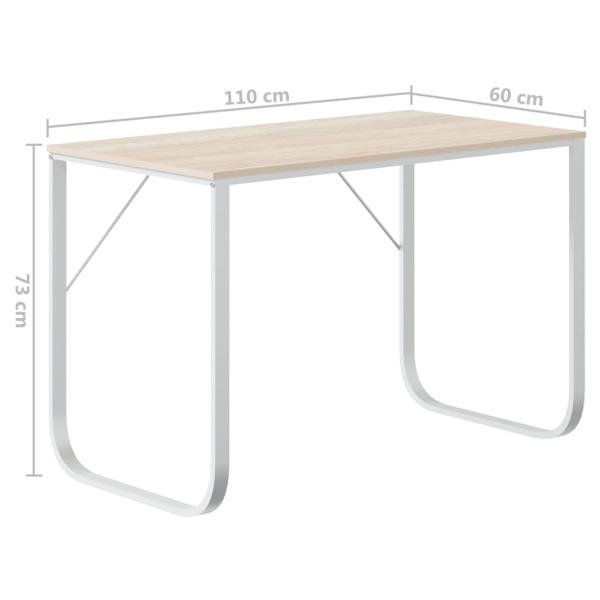 Computertisch Weiß und Eiche-Optik 110x60x73 cm Holzwerkstoff