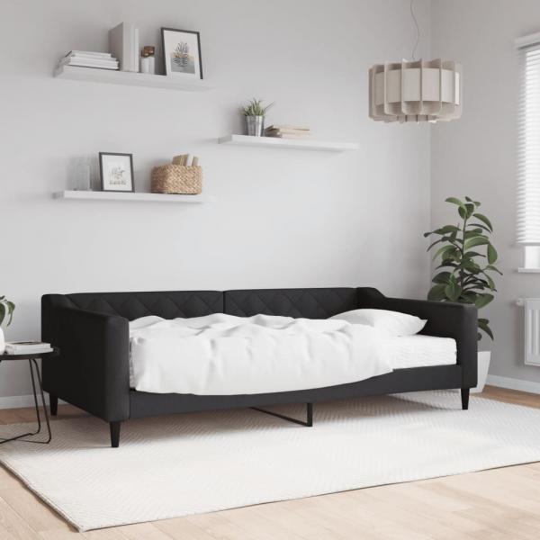 ARDEBO.de - Tagesbett mit Matratze Schwarz 100x200 cm Stoff