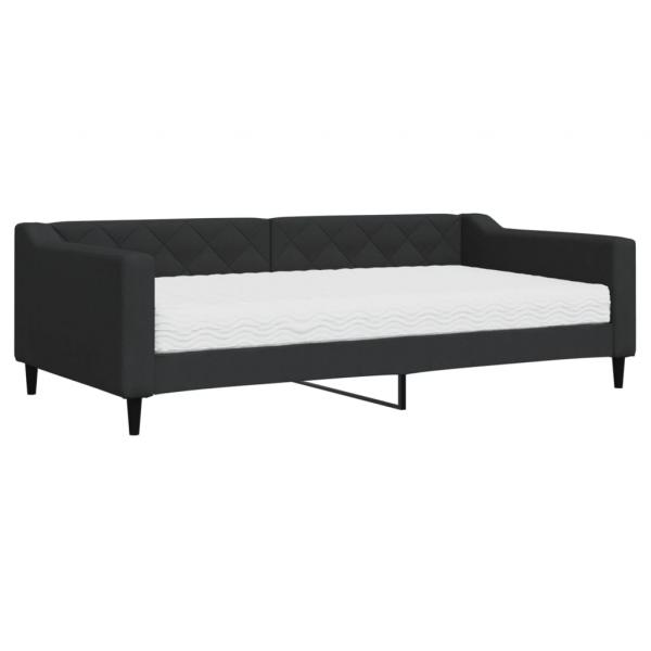 Tagesbett mit Matratze Schwarz 100x200 cm Stoff