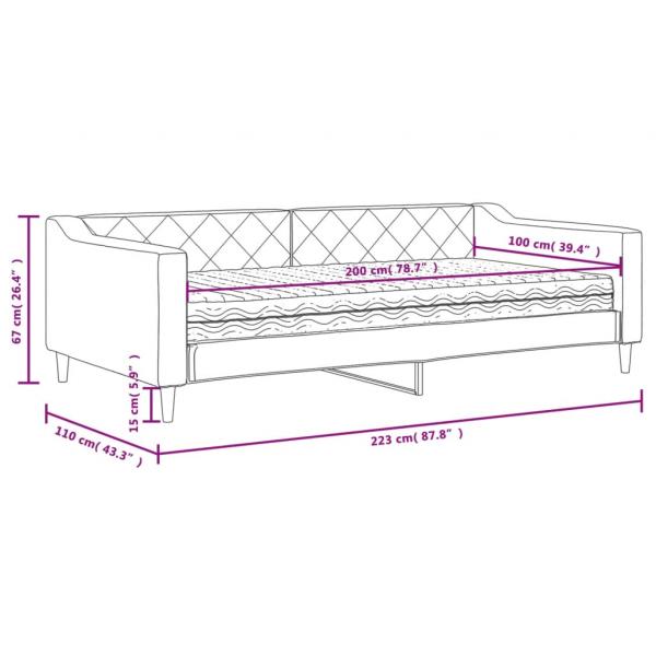 Tagesbett mit Matratze Schwarz 100x200 cm Stoff