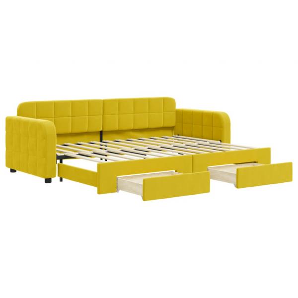 Tagesbett Ausziehbar mit Schubladen Gelb 80x200 cm Samt