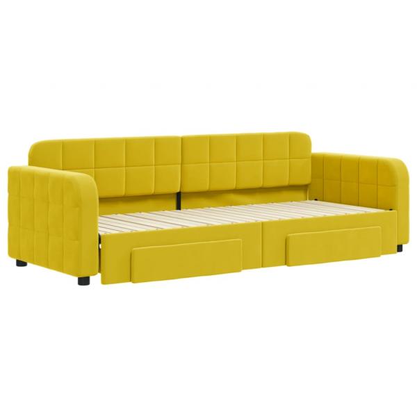 Tagesbett Ausziehbar mit Schubladen Gelb 80x200 cm Samt