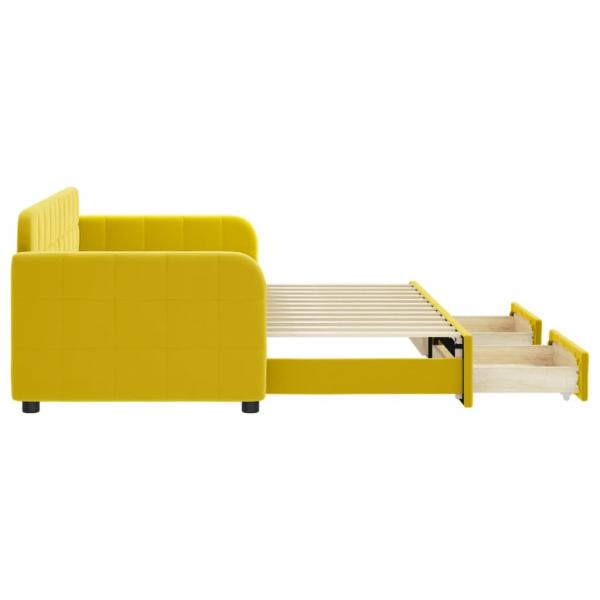 Tagesbett Ausziehbar mit Schubladen Gelb 80x200 cm Samt