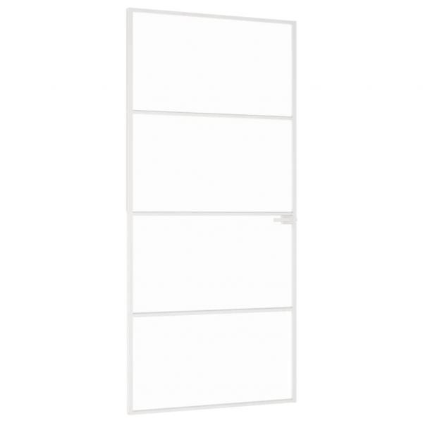 Innentür Weiß 93x201,5 cm Hartglas & Aluminium Schlank