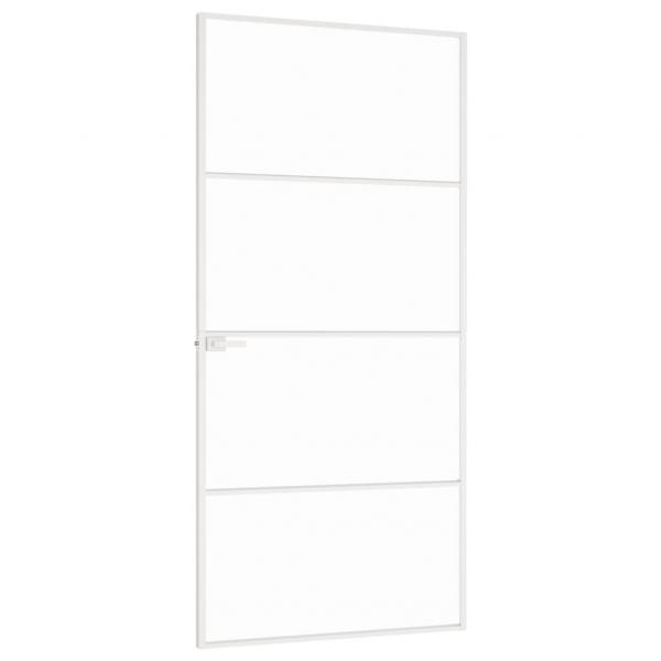 Innentür Weiß 93x201,5 cm Hartglas & Aluminium Schlank