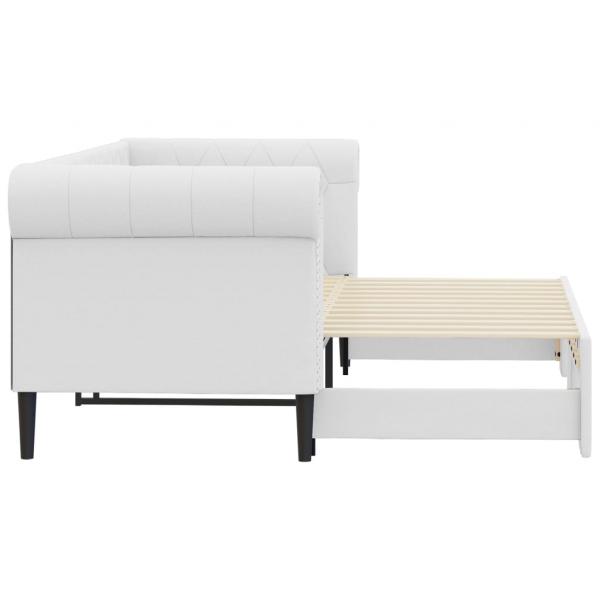 Tagesbett Ausziehbar Weiß 90x200 cm Kunstleder
