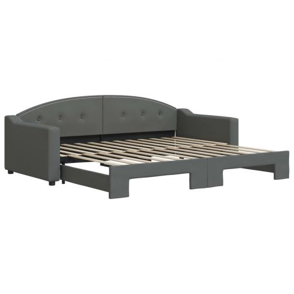 Tagesbett Ausziehbar Dunkelgrau 90x200 cm Stoff
