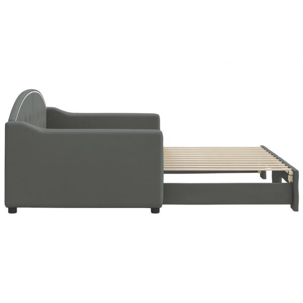 Tagesbett Ausziehbar Dunkelgrau 90x200 cm Stoff