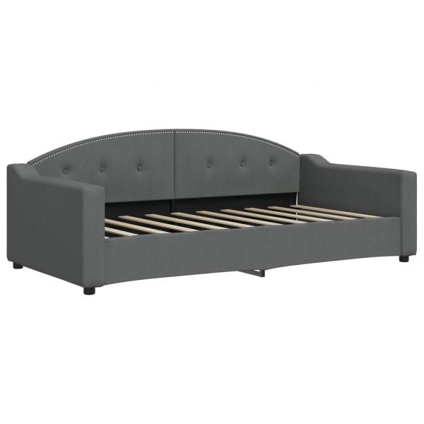 Tagesbett Ausziehbar mit Matratzen Dunkelgrau 90x190 cm Stoff