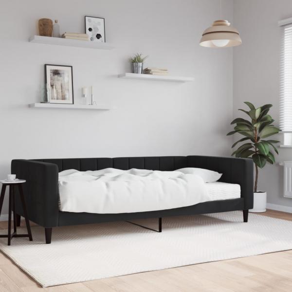 ARDEBO.de - Tagesbett mit Matratze Schwarz 100x200 cm Samt