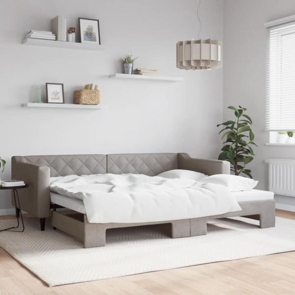 ARDEBO.de - Tagesbett Ausziehbar Taupe 90x200 cm Stoff