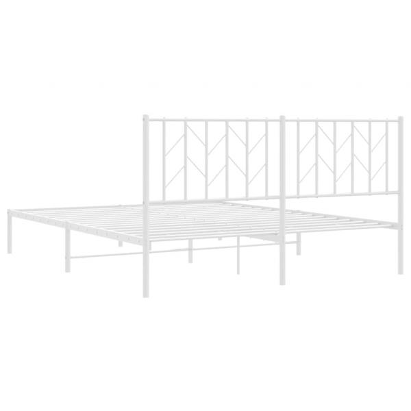 Bettgestell mit Kopfteil Metall Weiß 160x200 cm