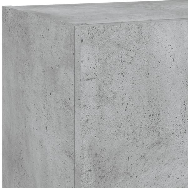 4-tlg. Wohnwand mit LED-Beleuchtung Betongrau Holzwerkstoff