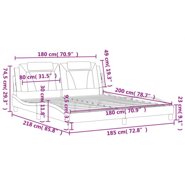 Bettgestell mit Kopfteil Cappuccino-Braun 180x200 cm Kunstleder