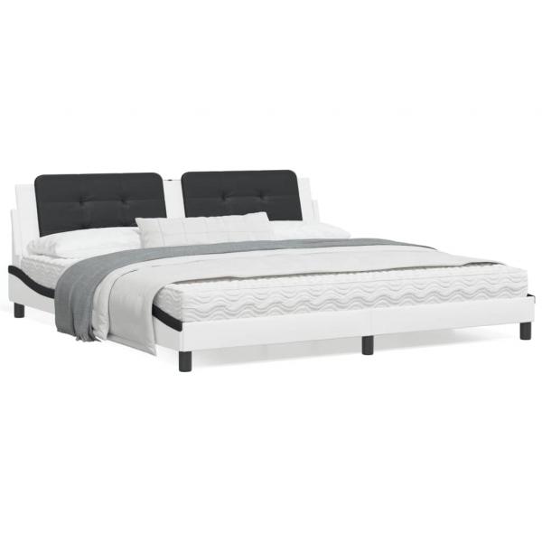 ARDEBO.de - Bett mit Matratze Weiß und Schwarz 200x200 cm Kunstleder