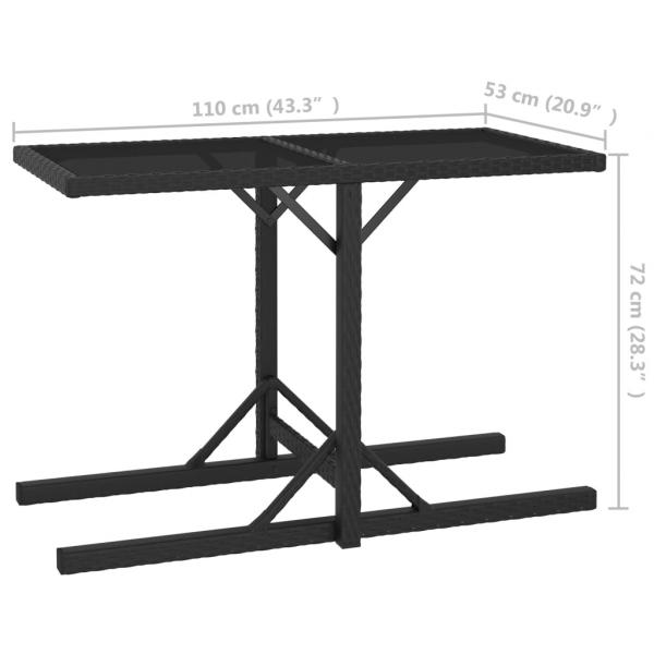 3-tlg. Garten-Essgruppe Poly Rattan und Hartglas Schwarz
