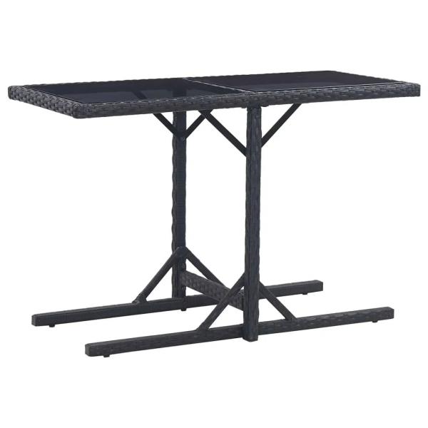 3-tlg. Garten-Essgruppe Poly Rattan und Hartglas Schwarz