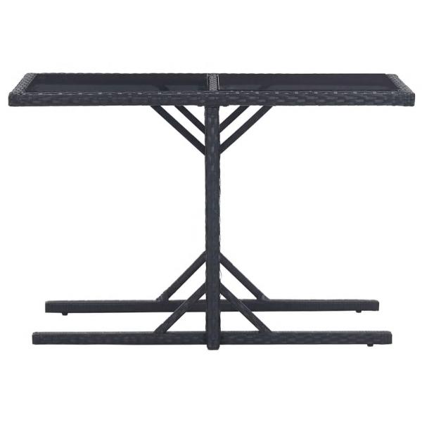 3-tlg. Garten-Essgruppe Poly Rattan und Hartglas Schwarz
