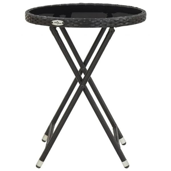 3-tlg. Bistro-Set Poly-Rattan und Hartglas Schwarz