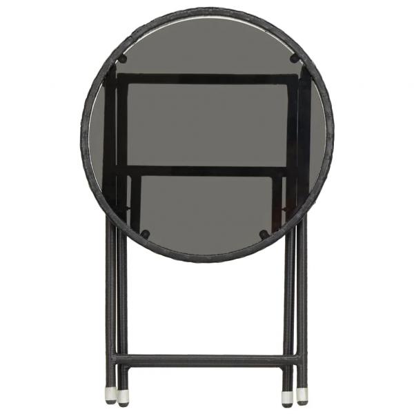 3-tlg. Bistro-Set Poly-Rattan und Hartglas Schwarz