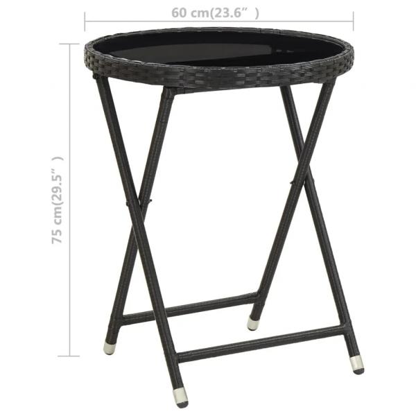3-tlg. Bistro-Set Poly-Rattan und Hartglas Schwarz